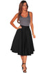 Sexy Black Flared A-Line Midi Skirt